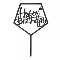 Топпер акрил. "Happy Birthday квадрат" черный