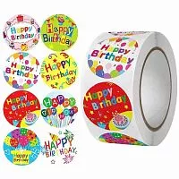 Стикер "Happy Birthday", круглый