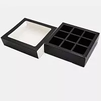 Коробка для 9 конфет, черная 13,8х13,8х3,9 см
