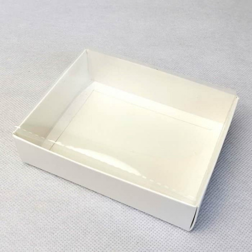 Коробка для печенья с прозрачной крышкой, белая 16*13*4см Коробка для печенья с прозрачной крышкой, белая 16*13*4см