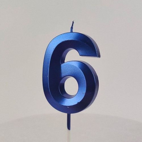 Свеча цифра "6", синяя Свеча цифра "6", синяя