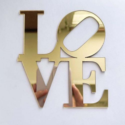 Зеркальный акриловый топпер "LOVE"квадрат, золото Зеркальный акриловый топпер "LOVE"квадрат, золото
