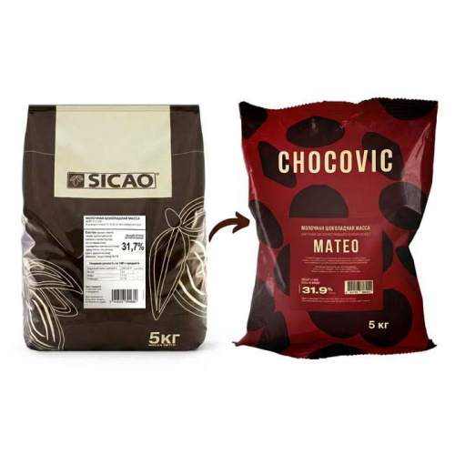 Шоколад Сикао Sicao (Chocovic Mateo) Молочный, (Россия, г.Чехов), упаковка 5кг фото 3 Шоколад Сикао Sicao (Chocovic Mateo) Молочный, (Россия, г.Чехов), упаковка 5кг фото 3