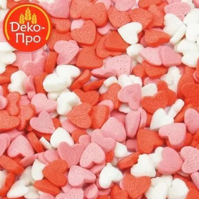 Посыпка сердечки кр/бел/роз, 50г. Посыпка сердечки кр/бел/роз, 50г.